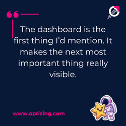 the dashboard is the first thing I'd mention. It makes the next most important thing really visible.
