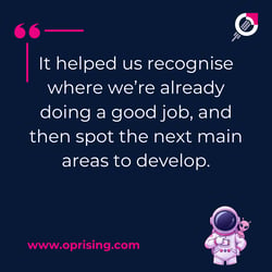 it helped us recognise why we were already doing a good job and then spot the next main areas to develop,